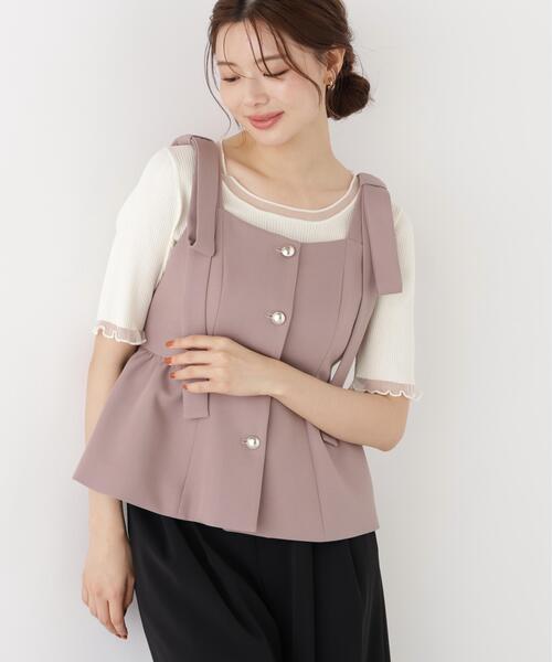 PROPORTION BODY DRESSING（プロポーションボディドレッシング）の「リボンペプラムジレ / 1216255900（ベスト・レディース・ブラウン系その他/ブラック系その他・MEDIUM/SMALL）」の4枚目の写真
