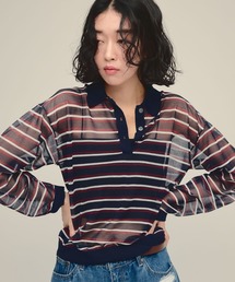 【eL】14G Sheer Border Polo/1070153