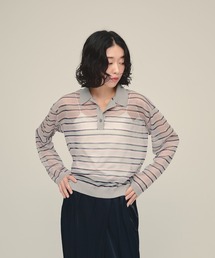 【eL】14G Sheer Border Polo/1070153
