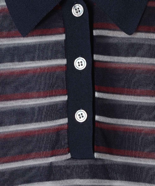 eL(エル)の「【eL】14G Sheer Border Polo/1070153(ポロシャツ・レディース・グレー系その他/ネイビー系・FREE)」の22枚目の写真