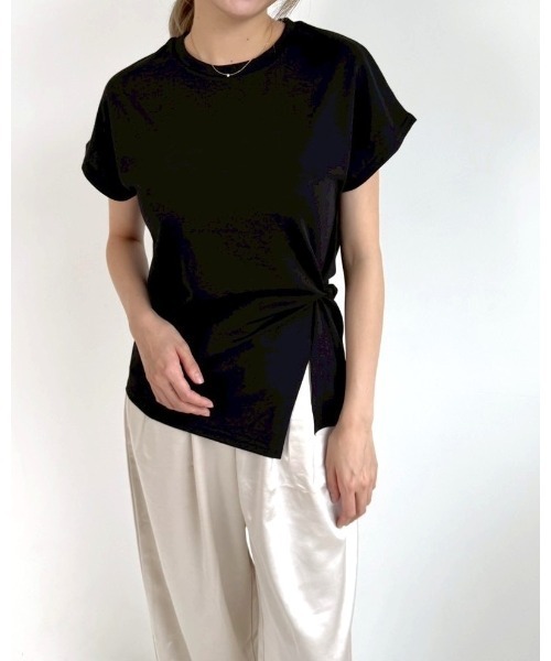 yoriMi(ヨリミー)の「ウエストカバースリット半袖Tシャツ(Tシャツ/カットソー・レディース・ホワイト/ブラック・FREE)」の13枚目の写真