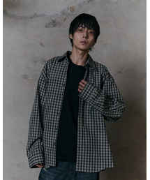 THUMB（ダム）の「Fade Grunge Check (NAVY)（シャツ/ブラウス）」