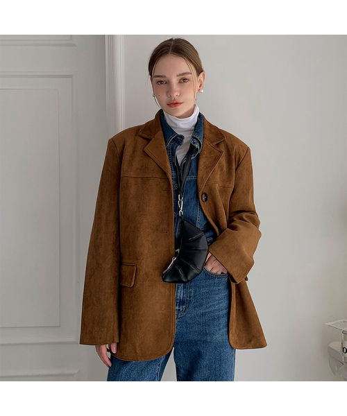 VASCARA（バスカラ）の「Suede Single Button Half Jacket (2colors)（テーラードジャケット・レディース・ベージュ/キャメル・FREE）」の2枚目の写真