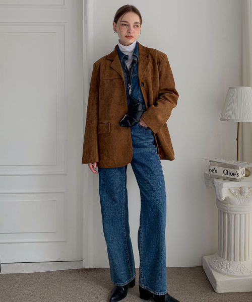 VASCARA（バスカラ）の「Suede Single Button Half Jacket (2colors)（テーラードジャケット・レディース・ベージュ/キャメル・FREE）」の3枚目の写真