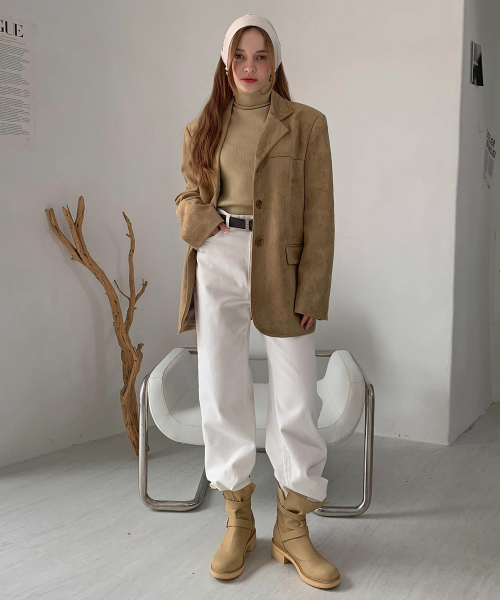 VASCARA（バスカラ）の「Suede Single Button Half Jacket (2colors)（テーラードジャケット・レディース・ベージュ/キャメル・FREE）」の6枚目の写真