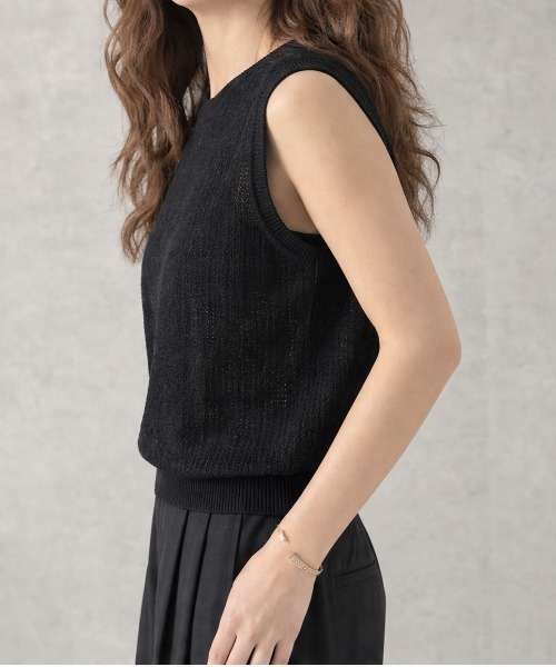 JOCOSA(ジョコサ)の「ノースリーブ シアー サマーニット(ニット/セーター・レディース・ピンク/ローズ/ライトイエロー/スカイブルー/ブラック/ホワイト・FREE)」の7枚目の写真