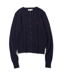 【U.S. POLO ASSN./ユーエスポロアッスン】ロゴ刺繍 ケーブル編み クルーネック カーディガン/セーター