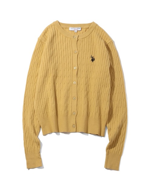 U.S. POLO ASSN.(ユーエスポロアッスン)の「【U.S. POLO ASSN./ユーエスポロアッスン】ロゴ刺繍 ケーブル編み クルーネック カーディガン/セーター(カーディガン/ボレロ・レディース・ネイビー/イエロー/アイボリー/レッド・M/L)」の3枚目の写真