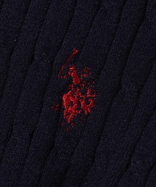 U.S. POLO ASSN.(ユーエスポロアッスン)の「【U.S. POLO ASSN./ユーエスポロアッスン】ロゴ刺繍 ケーブル編み クルーネック カーディガン/セーター(カーディガン/ボレロ・レディース・ネイビー/イエロー/アイボリー/レッド・M/L)」の7枚目の写真