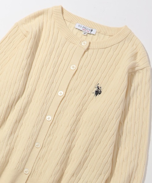 U.S. POLO ASSN.(ユーエスポロアッスン)の「【U.S. POLO ASSN./ユーエスポロアッスン】ロゴ刺繍 ケーブル編み クルーネック カーディガン/セーター(カーディガン/ボレロ・レディース・ネイビー/イエロー/アイボリー/レッド・M/L)」の12枚目の写真