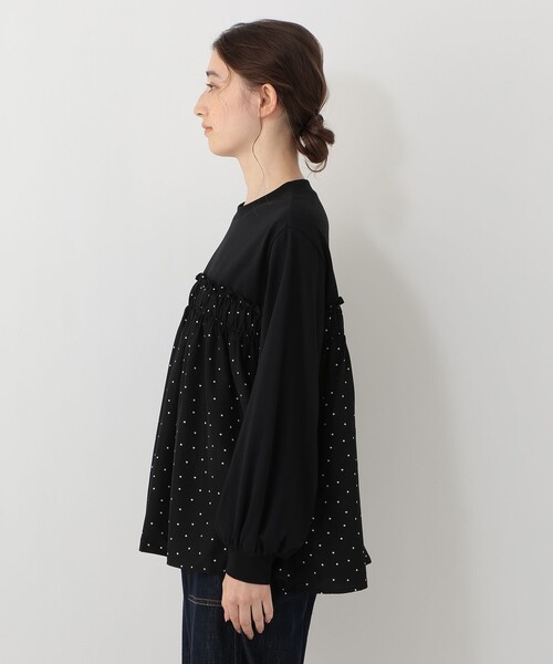 Afternoon Tea(アフタヌーンティー)の「ランダムドット切替シャーリングプルオーバー(Tシャツ/カットソー・レディース・ブラック・MEDIUM)」の3枚目の写真