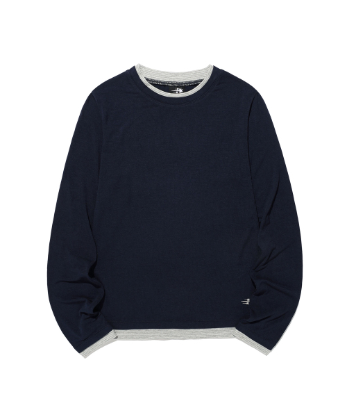NICE GHOST CLUB(ナイスゴーストクラブ)の「LAYERED COLOR LS TEE_NAVY(NG2GFFT556A)(Tシャツ/カットソー・レディース・ネイビー・MEDIUM/SMALL)」の1枚目の写真