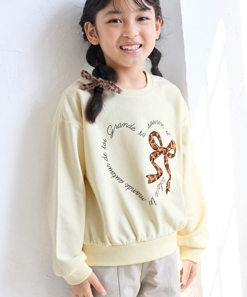 ROPE' PICNIC(ロペピクニック)の「【KIDS/キッズ】ハート リボーンモチーフ 裏毛プルオーバー(スウェット・キッズ・キナリ/ピンク・M/L/S)」の2枚目の写真
