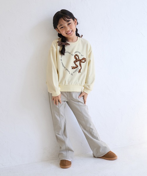 ROPE' PICNIC(ロペピクニック)の「【KIDS/キッズ】ハート リボーンモチーフ 裏毛プルオーバー(スウェット・キッズ・キナリ/ピンク・M/L/S)」の9枚目の写真