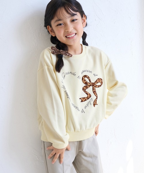 ROPE' PICNIC(ロペピクニック)の「【KIDS/キッズ】ハート リボーンモチーフ 裏毛プルオーバー(スウェット・キッズ・キナリ/ピンク・M/L/S)」の8枚目の写真