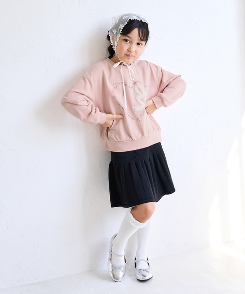 ROPE' PICNIC(ロペピクニック)の「【KIDS/キッズ】ハート リボーンモチーフ 裏毛プルオーバー(スウェット・キッズ・キナリ/ピンク・M/L/S)」の6枚目の写真