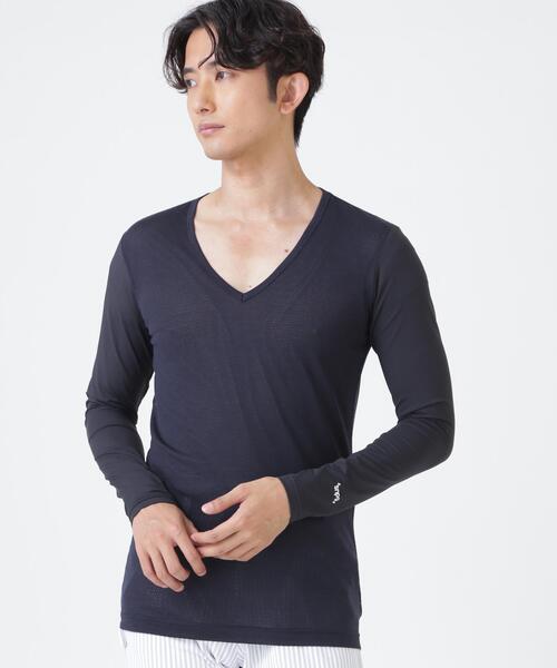PEARLY GATES(パーリーゲイツ)の「Super Natural ウールメッシュ × ナイロンベア天竺(MENS)(Tシャツ/カットソー・メンズ・ネイビー/ホワイト・MEDIUM/X-LARGE/LARGE)」の2枚目の写真