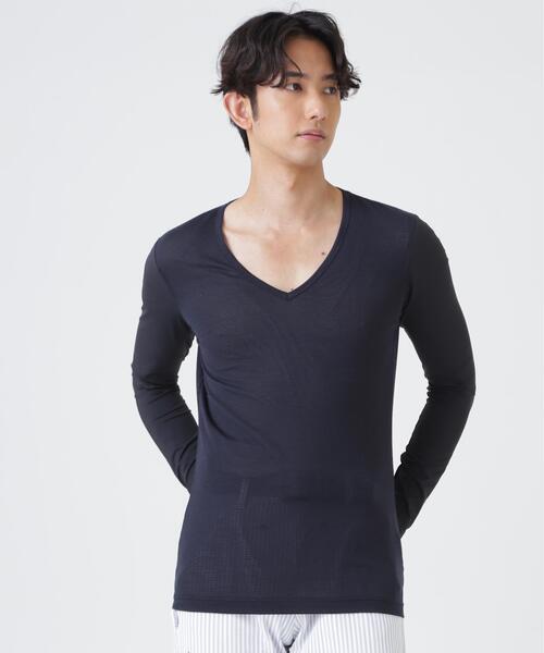 PEARLY GATES(パーリーゲイツ)の「Super Natural ウールメッシュ × ナイロンベア天竺(MENS)(Tシャツ/カットソー・メンズ・ネイビー/ホワイト・MEDIUM/X-LARGE/LARGE)」の19枚目の写真