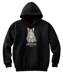Moftique(モフティック) プルパーカー スウェット 裏毛 アメリカンショートヘア キャット ペット アニマル プリント トップス レディース ユニセックス