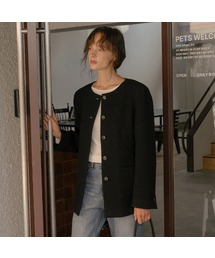 Wool blended tweed jacket [TIFA06JK07]_Black