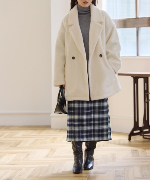 Pierrot（ピエロ）の「チェック柄ミドルIラインスカート（スカート・レディース・ブルー/ベージュ/ネイビー・M/PM）」の5枚目の写真