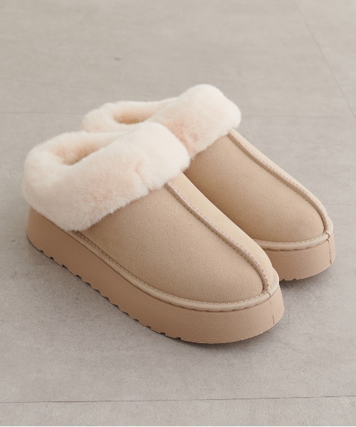 natural couture(ナチュラルクチュール)の「ムートンスリッポン(スリッポン・レディース・キャメル/ベージュ/ブラウン・SMALL/MEDIUM/LARGE)」の1枚目の写真