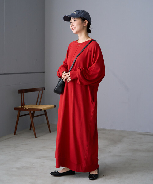 FREAK'S STORE(フリークスストア)の「限定展開 裏毛 ルーズ オーバー ワンピース(ワンピース・レディース・レッド/ブラック/グレー/ネイビー/ダークブラウン・フリ-)」の6枚目の写真