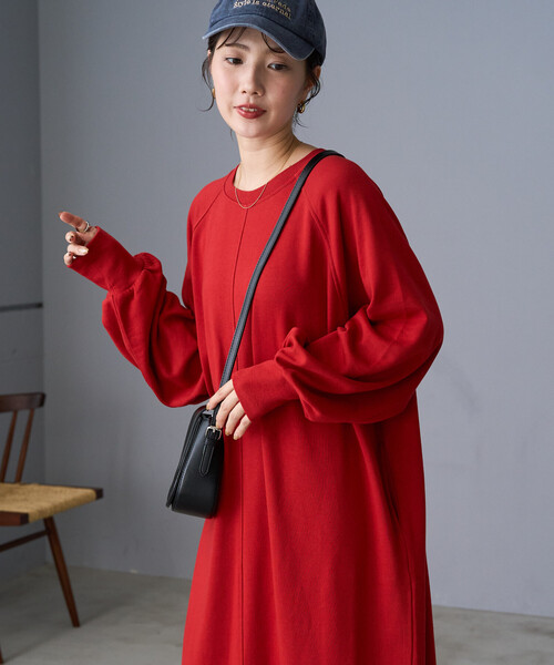 FREAK'S STORE(フリークスストア)の「限定展開 裏毛 ルーズ オーバー ワンピース(ワンピース・レディース・レッド/ブラック/グレー/ネイビー/ダークブラウン・フリ-)」の12枚目の写真