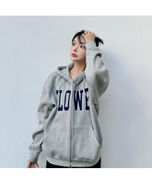 FLOWER ZIP UP HOOD(GREY_NAVY)
