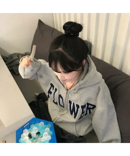 HAVISM(ヘビズム)の「FLOWER ZIP UP HOOD(GREY_NAVY)(パーカー・レディース・その他・FREE)」の3枚目の写真
