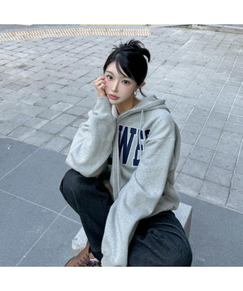 HAVISM(ヘビズム)の「FLOWER ZIP UP HOOD(GREY_NAVY)(パーカー・レディース・その他・FREE)」の5枚目の写真