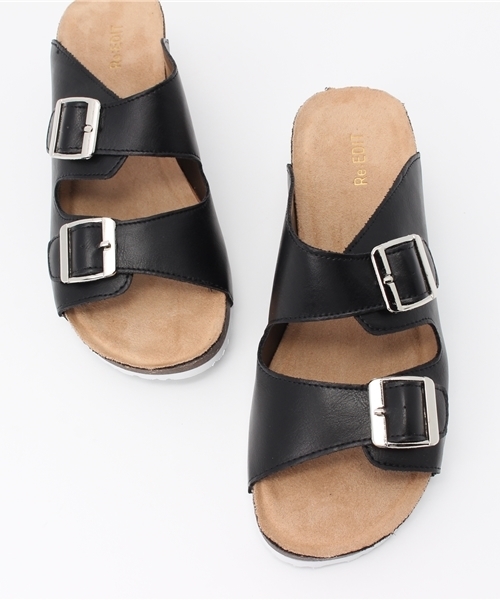 Re:EDIT（リエディ）の「ダブルベルトタイプ足に優しい楽ちんウェッジソールサンダル/スリッパサンダル[Re:EDIT/リエディ][春夏新作]（サンダル・レディース・ブラック/ブラック系その他/シルバー/ホワイト/ネイビー/ホワイト系その他・MEDIUM/X-LARGE/LARGE/SMALL）」の15枚目の写真