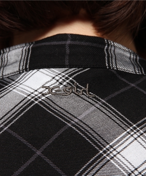 X-girl(エックスガール)の「PLAID SLEEVELESS SHIRT /シャツ/ブラウス/チェック/シンプル/刺繍/袖なし/ノースリーブ(シャツ/ブラウス・レディース・ホワイト/ブラック・1/2)」の12枚目の写真