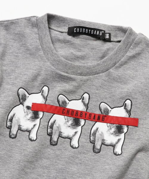 CHUBBYGANG（チャビーギャング）の「フレンチブルロゴネームロングTシャツ（Tシャツ/カットソー・キッズ・ホワイト/ライトグレー/ブラック・100/120/150/110/130/160/140）」の5枚目の写真