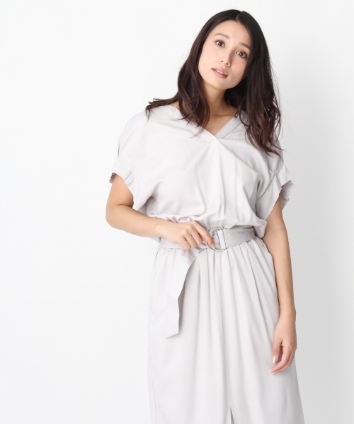 Andemiu（アンデミュウ）の「【WEB限定】バックリボンタックワンピース748886（ワンピース・レディース・ブルー/カーキ/ライトグレー・FREE）」の4枚目の写真