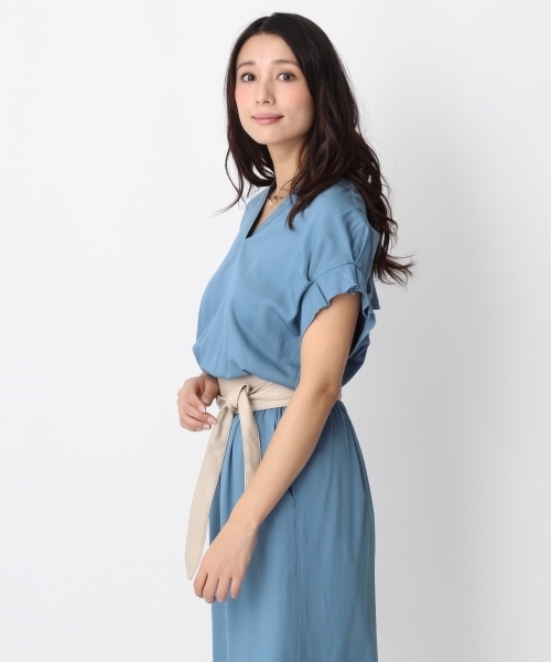 Andemiu（アンデミュウ）の「【WEB限定】バックリボンタックワンピース748886（ワンピース・レディース・ブルー/カーキ/ライトグレー・FREE）」の15枚目の写真