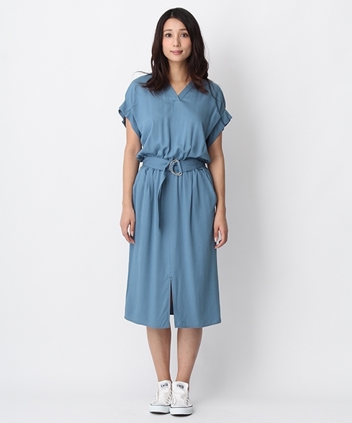 Andemiu（アンデミュウ）の「【WEB限定】バックリボンタックワンピース748886（ワンピース・レディース・ブルー/カーキ/ライトグレー・FREE）」の16枚目の写真