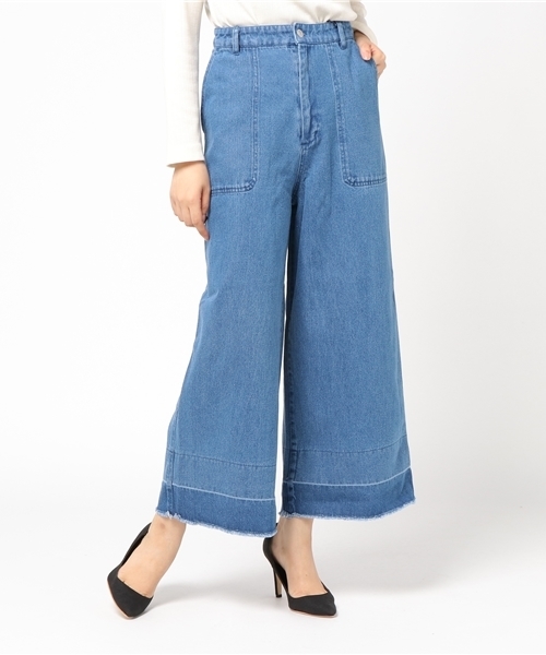12Twelve Agenda(トゥエルブ アジェンダ)の「デニムワイドパンツ(デニムパンツ・レディース・インディゴブルー/ブルー・S/M)」の2枚目の写真
