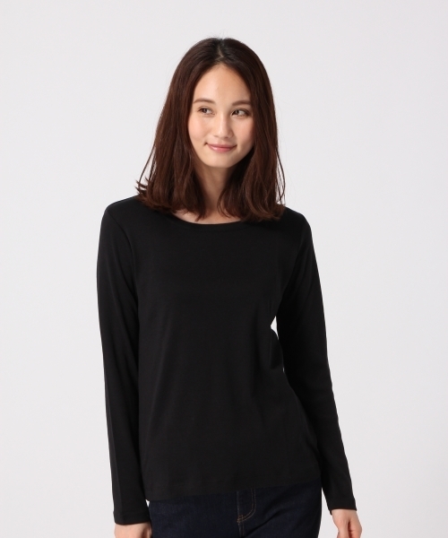 GLOBAL WORK（グローバルワーク）の「スーピマコットンインナー長袖（Tシャツ/カットソー・レディース・ホワイト/ブラック/ワインレッド/その他/グレー・SMALL/MEDIUM/LARGE）」の3枚目の写真