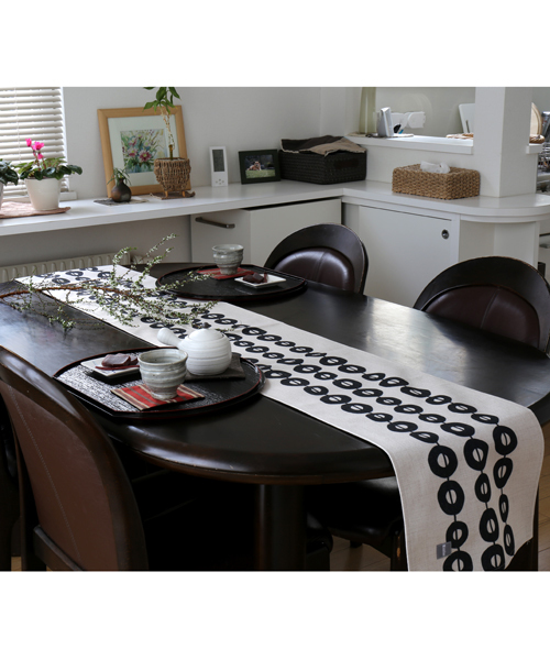 Jubilee（ジュビリー）の「天然リネン 北欧デザイン テーブルランナー（ランチョンマット/テーブルウェア・レディース・ホワイト/ライトグレー/ライトブルー/ネイビー/グレー/ブルー/ホワイト×ブルー/ホワイト×グレー・FREE）」の2枚目の写真