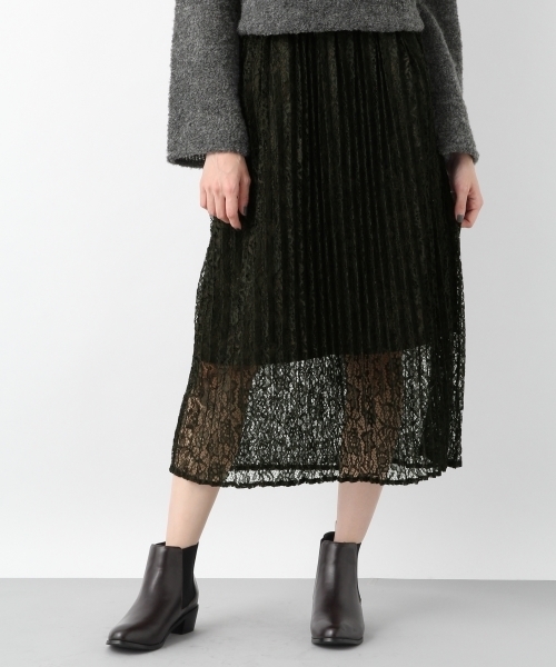 LEPSIM(レプシィム)の「レースプリーツロングスカート 773884(スカート・レディース・ブラック/カーキ・MEDIUM/LARGE)」の1枚目の写真