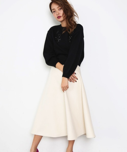 FREE'S MART（フリーズマート）の「Ｆメルトンサーキュラースカート（スカート・レディース・オレンジ/ホワイト・MEDIUM/SMALL）」の2枚目の写真