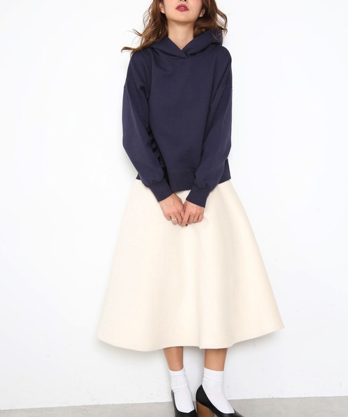 FREE'S MART（フリーズマート）の「Ｆメルトンサーキュラースカート（スカート・レディース・オレンジ/ホワイト・MEDIUM/SMALL）」の8枚目の写真