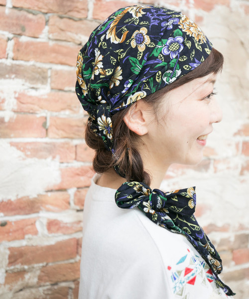 チャイハネ（チャイハネ）の「【チャイハネ】レトロプリント リボンターバンキャップ（キャップ・レディース・ネイビー/レッド/ターコイズブルー/ブルー/ブラックミックス/ブルー系その他/オレンジ系その他・FREE）」の3枚目の写真