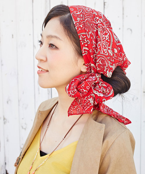 チャイハネ（チャイハネ）の「【チャイハネ】レトロプリント リボンターバンキャップ（キャップ・レディース・ネイビー/レッド/ターコイズブルー/ブルー/ブラックミックス/ブルー系その他/オレンジ系その他・FREE）」の6枚目の写真