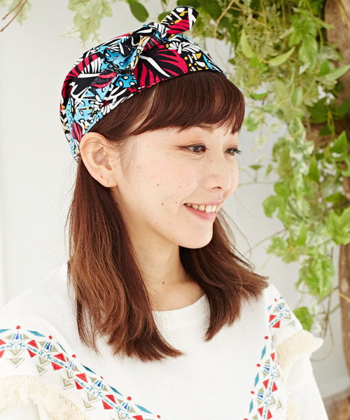 チャイハネ（チャイハネ）の「【チャイハネ】レトロプリント リボンターバンキャップ（キャップ・レディース・ネイビー/レッド/ターコイズブルー/ブルー/ブラックミックス/ブルー系その他/オレンジ系その他・FREE）」の4枚目の写真