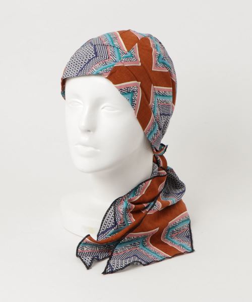 チャイハネ（チャイハネ）の「【チャイハネ】レトロプリント リボンターバンキャップ（キャップ・レディース・ネイビー/レッド/ターコイズブルー/ブルー/ブラックミックス/ブルー系その他/オレンジ系その他・FREE）」の5枚目の写真