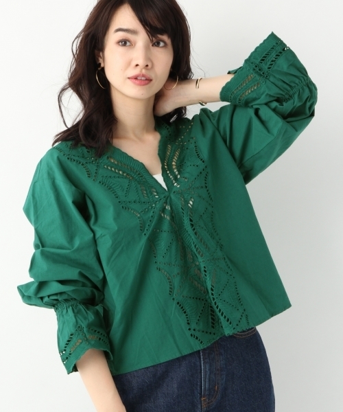 A part by（アパートバイ）の「CカットワークレースブラウスLS　788909 （シャツ/ブラウス・レディース・ホワイト/ブラック/グリーン・FREE）」の3枚目の写真