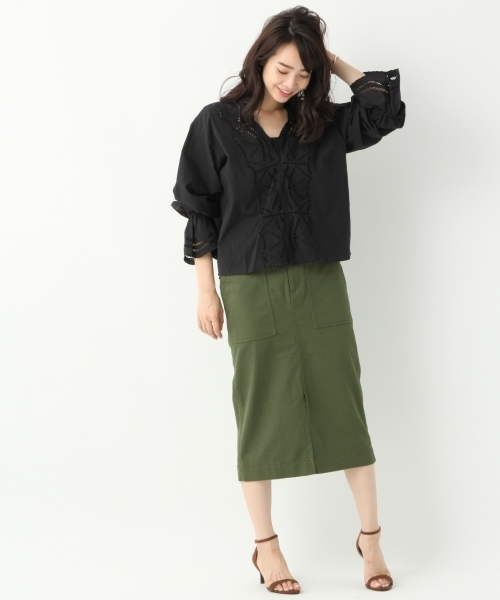 A part by（アパートバイ）の「CカットワークレースブラウスLS　788909 （シャツ/ブラウス・レディース・ホワイト/ブラック/グリーン・FREE）」の5枚目の写真