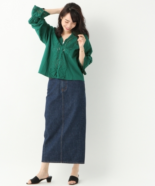 A part by（アパートバイ）の「CカットワークレースブラウスLS　788909 （シャツ/ブラウス・レディース・ホワイト/ブラック/グリーン・FREE）」の6枚目の写真